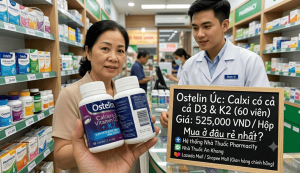 Calcium & Vitamin D3 + K2 Ostelin Úc 60 viên giá bao nhiêu, mua ở đâu rẻ?